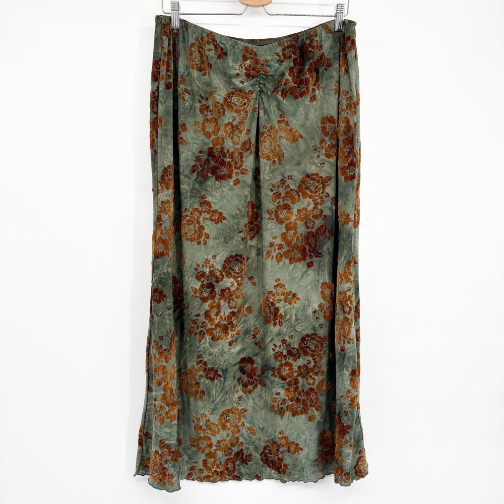 Cider Womens Floral Velvet Burnout Tie Dye Dark Whimsigoth Maxi Skirt Size 1XL